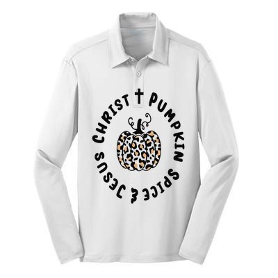 Leopard Pumpkin Jesus Christ Pumpkin Spice for Thanksgiving Silk Touch Performance Long Sleeve Polo