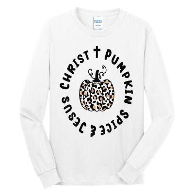 Leopard Pumpkin Jesus Christ Pumpkin Spice for Thanksgiving Tall Long Sleeve T-Shirt