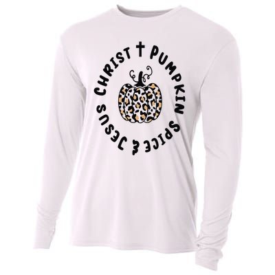 Leopard Pumpkin Jesus Christ Pumpkin Spice for Thanksgiving Cooling Performance Long Sleeve Crew