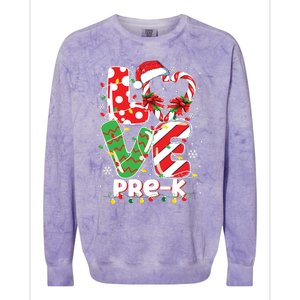 Love Pre K Teacher Christmas Funny Candy Cane Xmas Colorblast Crewneck Sweatshirt