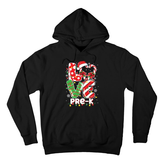 Love Pre K Teacher Christmas Funny Candy Cane Xmas Hoodie