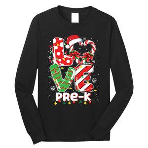 Love Pre K Teacher Christmas Funny Candy Cane Xmas Long Sleeve Shirt