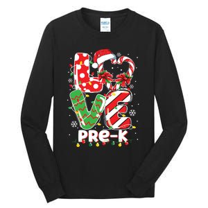 Love Pre K Teacher Christmas Funny Candy Cane Xmas Tall Long Sleeve T-Shirt