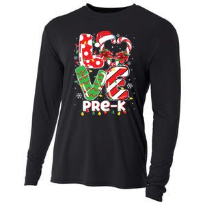 Love Pre K Teacher Christmas Funny Candy Cane Xmas Cooling Performance Long Sleeve Crew