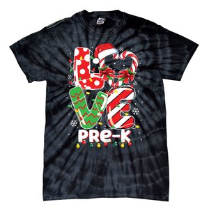 Love Pre K Teacher Christmas Funny Candy Cane Xmas Tie-Dye T-Shirt