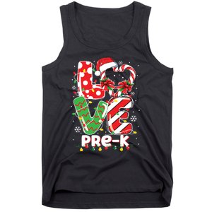 Love Pre K Teacher Christmas Funny Candy Cane Xmas Tank Top