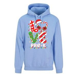 Love Pre K Teacher Christmas Funny Candy Cane Xmas Unisex Surf Hoodie