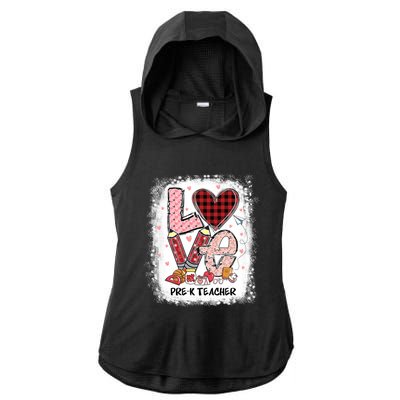 Love Pre K Teacher Happy Valentines Day Gift Ladies PosiCharge Tri-Blend Wicking Draft Hoodie Tank