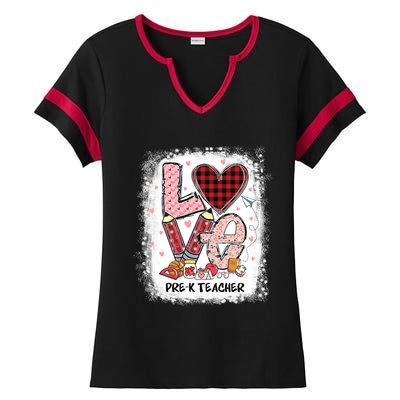 Love Pre K Teacher Happy Valentines Day Gift Ladies Halftime Notch Neck Tee