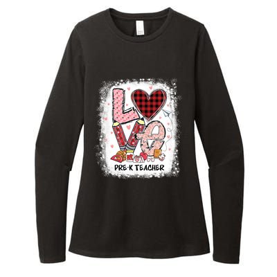 Love Pre K Teacher Happy Valentines Day Gift Womens CVC Long Sleeve Shirt