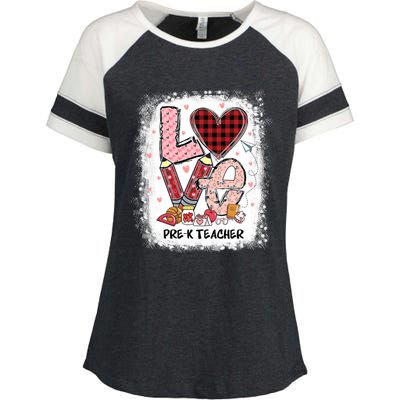 Love Pre K Teacher Happy Valentines Day Gift Enza Ladies Jersey Colorblock Tee