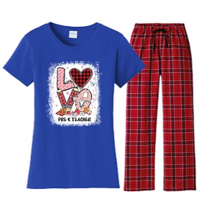 Love Pre K Teacher Happy Valentines Day Gift Women's Flannel Pajama Set