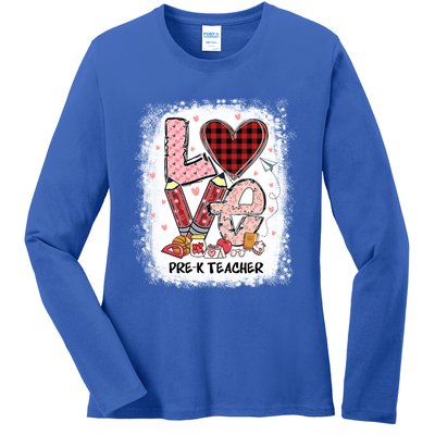 Love Pre K Teacher Happy Valentines Day Gift Ladies Long Sleeve Shirt