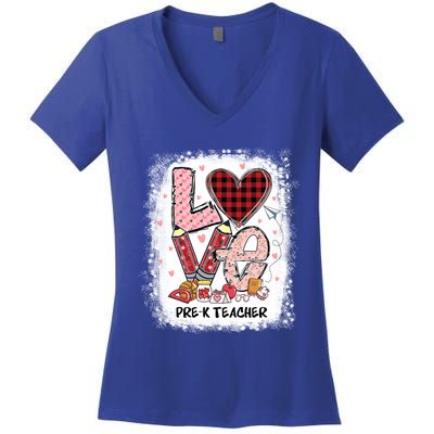 Love Pre K Teacher Happy Valentines Day Gift Women's V-Neck T-Shirt