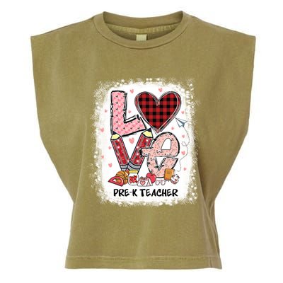 Love Pre K Teacher Happy Valentines Day Gift Garment-Dyed Women's Muscle Tee