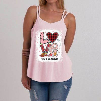 Love Pre K Teacher Happy Valentines Day Gift Women's Strappy Tank