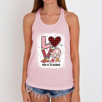 Love Pre K Teacher Happy Valentines Day Gift Women's Knotted Racerback Tank