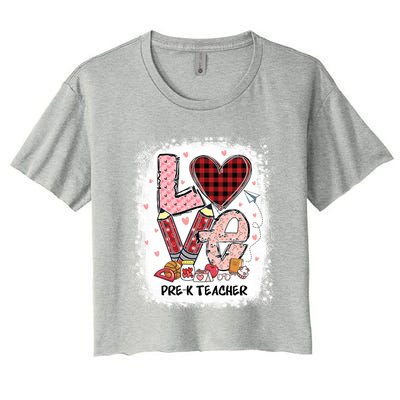 Love Pre K Teacher Happy Valentines Day Gift Women's Crop Top Tee