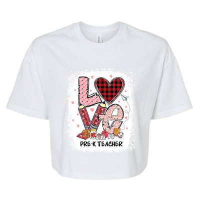 Love Pre K Teacher Happy Valentines Day Gift Bella+Canvas Jersey Crop Tee