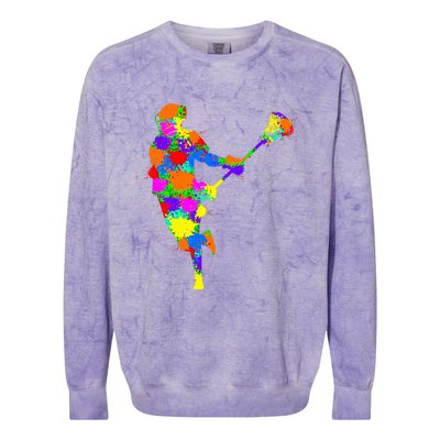 Lacrosse Player Colorblast Crewneck Sweatshirt