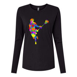 Lacrosse Player Womens Cotton Relaxed Long Sleeve T-Shirt