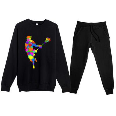 Lacrosse Player Premium Crewneck Sweatsuit Set