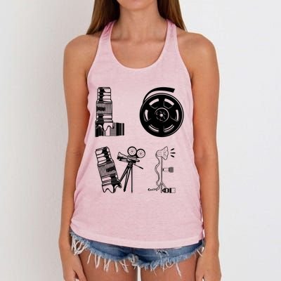 Love Photography Love Photography Camera Photographer Meaningful Gift Women's Knotted Racerback Tank