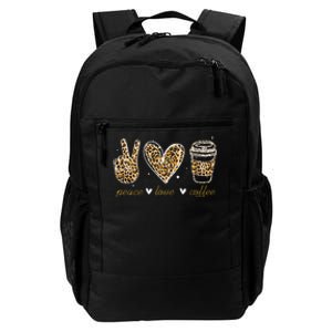 Leopard Peace Love Coffee Lovers Hippie Gifts Daily Commute Backpack