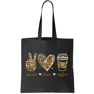 Leopard Peace Love Coffee Lovers Hippie Gifts Tote Bag