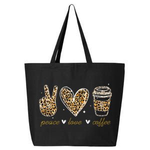 Leopard Peace Love Coffee Lovers Hippie Gifts 25L Jumbo Tote