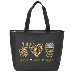 Leopard Peace Love Coffee Lovers Hippie Gifts Zip Tote Bag