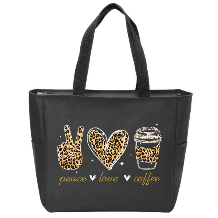 Leopard Peace Love Coffee Lovers Hippie Gifts Zip Tote Bag