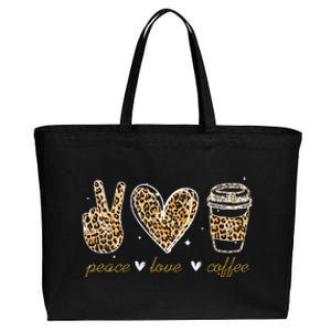 Leopard Peace Love Coffee Lovers Hippie Gifts Cotton Canvas Jumbo Tote