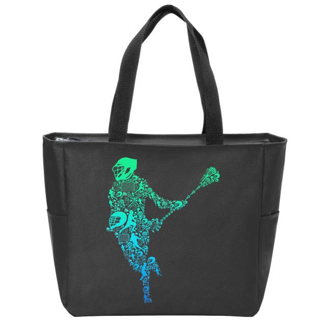 Lacrosse Player Zip Tote Bag