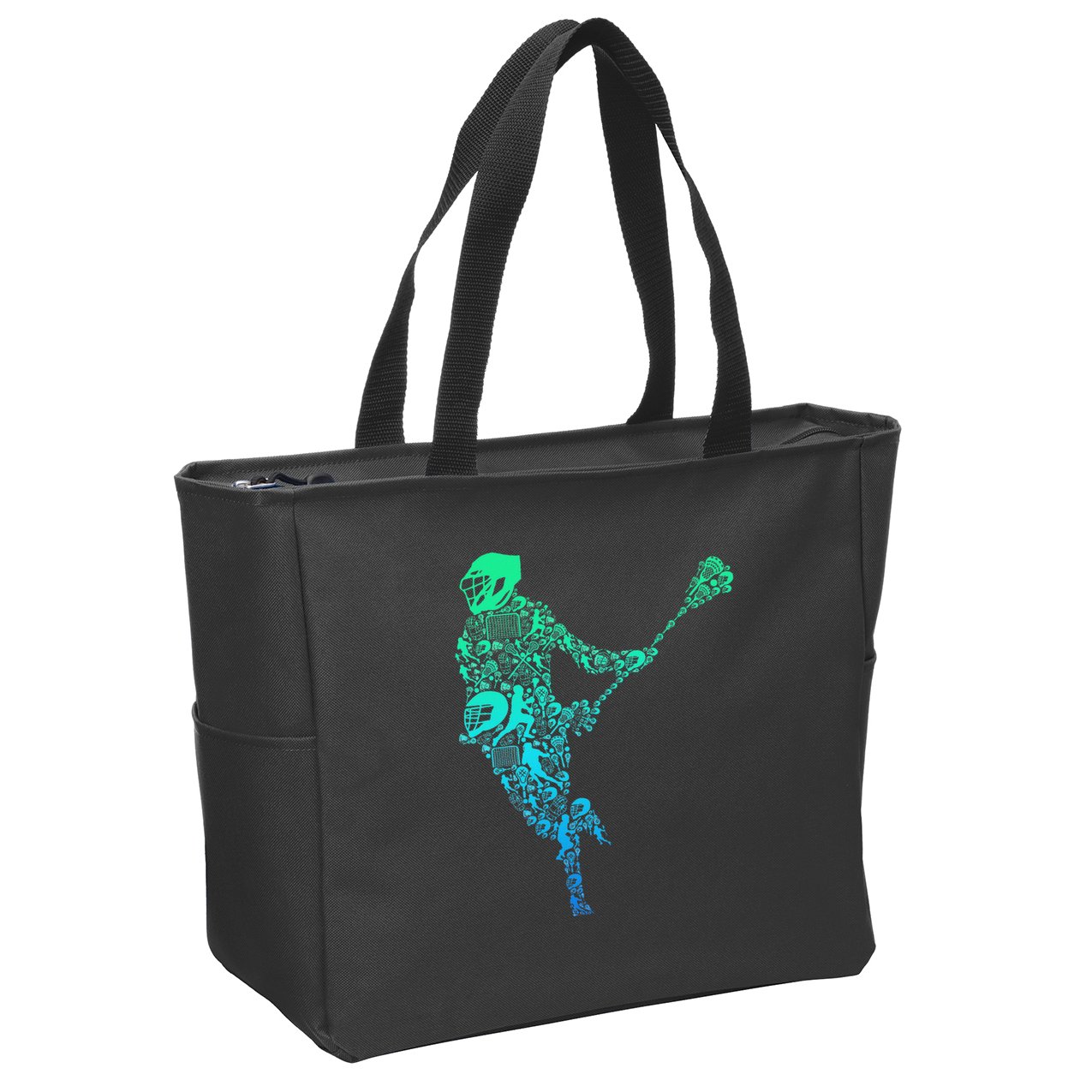 Lacrosse Player Zip Tote Bag
