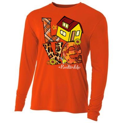 LOVE Pumpkin Leopard Realtor Life Fall Thanksgiving Cooling Performance Long Sleeve Crew