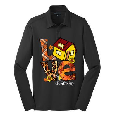 LOVE Pumpkin Leopard Realtor Life Fall Thanksgiving Silk Touch Performance Long Sleeve Polo