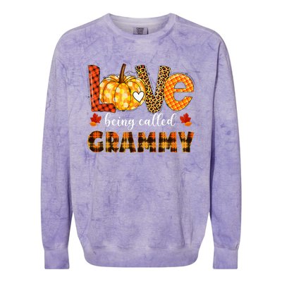 Leopard Pumpkin Love Being Called Grammy Fall Thanksgiving Colorblast Crewneck Sweatshirt