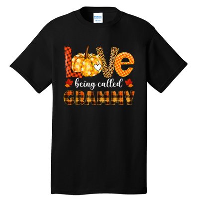 Leopard Pumpkin Love Being Called Grammy Fall Thanksgiving Tall T-Shirt