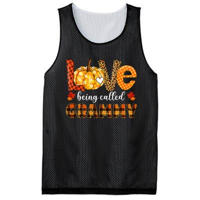 Leopard Pumpkin Love Being Called Grammy Fall Thanksgiving Mesh Reversible Basketball Jersey Tank