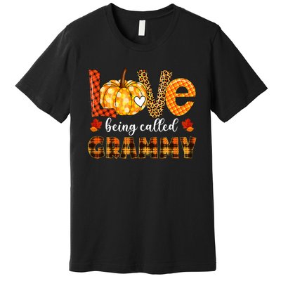 Leopard Pumpkin Love Being Called Grammy Fall Thanksgiving Premium T-Shirt