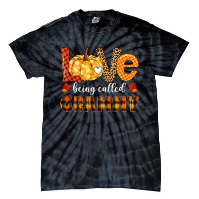 Leopard Pumpkin Love Being Called Grammy Fall Thanksgiving Tie-Dye T-Shirt