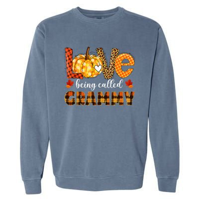 Leopard Pumpkin Love Being Called Grammy Fall Thanksgiving Garment-Dyed Sweatshirt