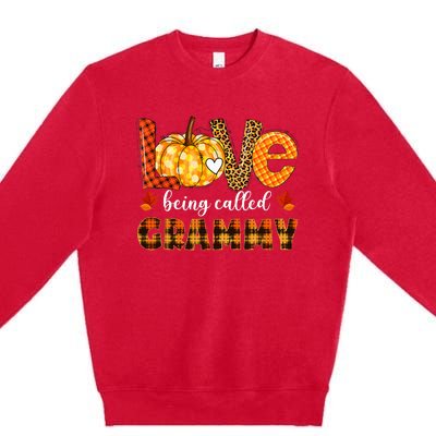 Leopard Pumpkin Love Being Called Grammy Fall Thanksgiving Premium Crewneck Sweatshirt