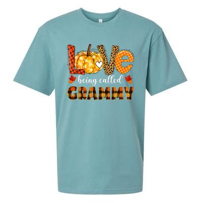 Leopard Pumpkin Love Being Called Grammy Fall Thanksgiving Sueded Cloud Jersey T-Shirt