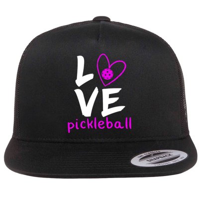 Love Pickleball Flat Bill Trucker Hat