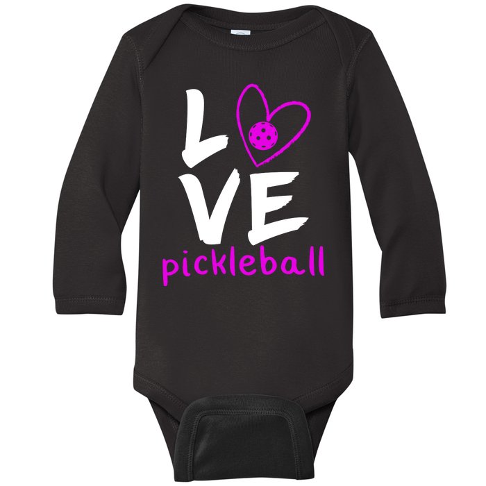 Love Pickleball Baby Long Sleeve Bodysuit