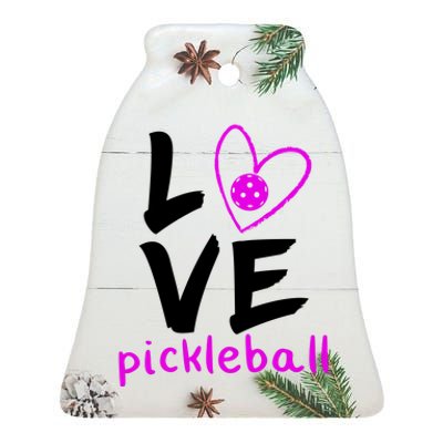 Love Pickleball Ceramic Bell Ornament