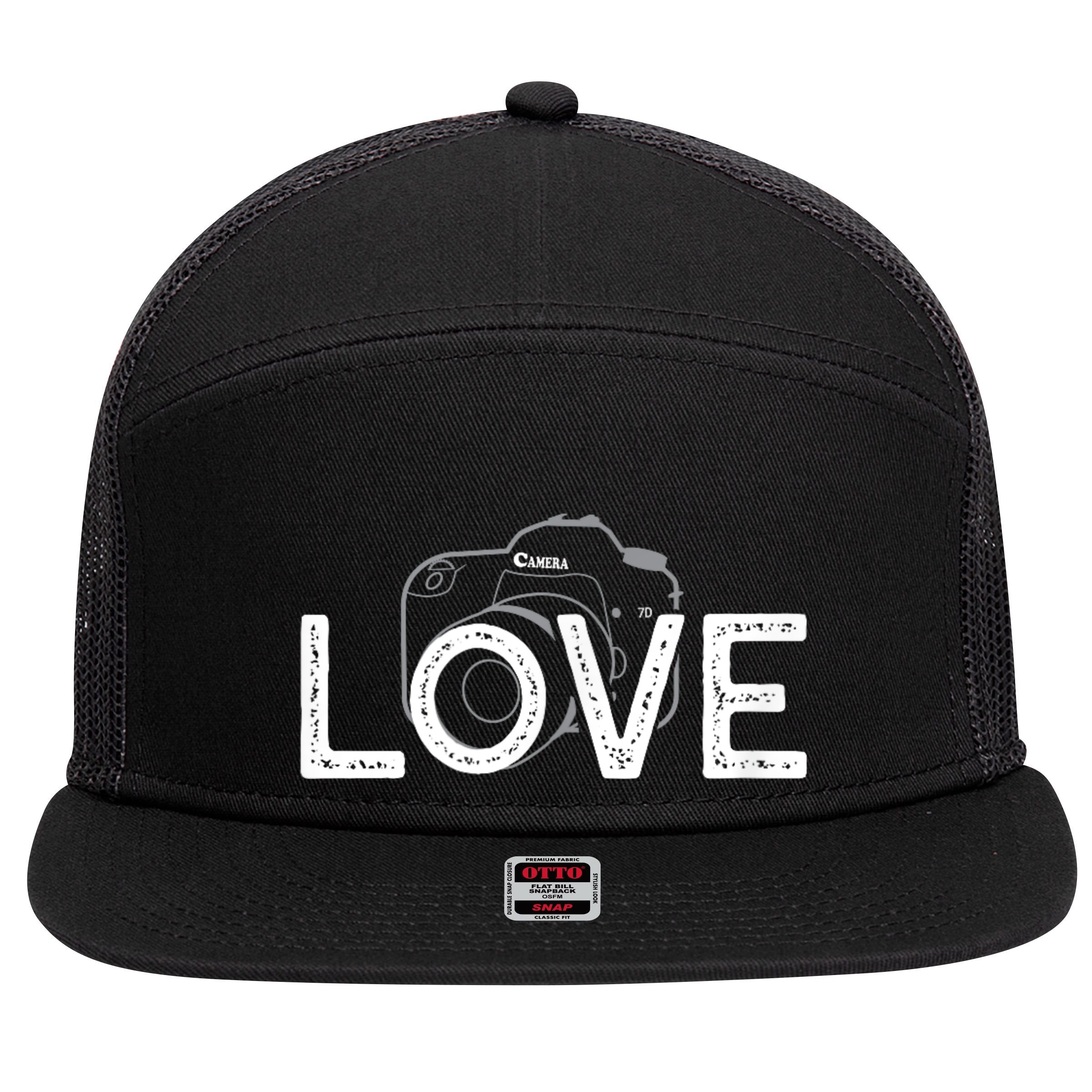 Love Photography 7 Panel Mesh Trucker Snapback Hat