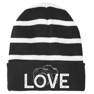 Love Photography Striped Beanie with Solid Band